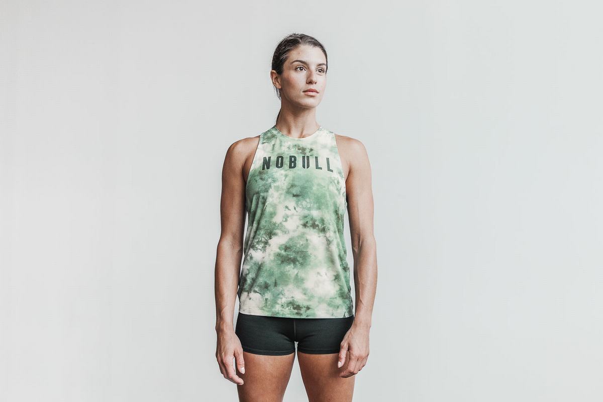 Nobull High-Neck Tie-Dye Women\'s Tank Tops Green | Australia (CE3825)